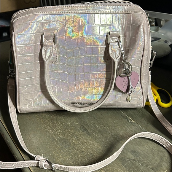 Karl Lagerfield Paris Iridescent Croc-Embossed Handbag / Crossbody - Picture 1 of 4